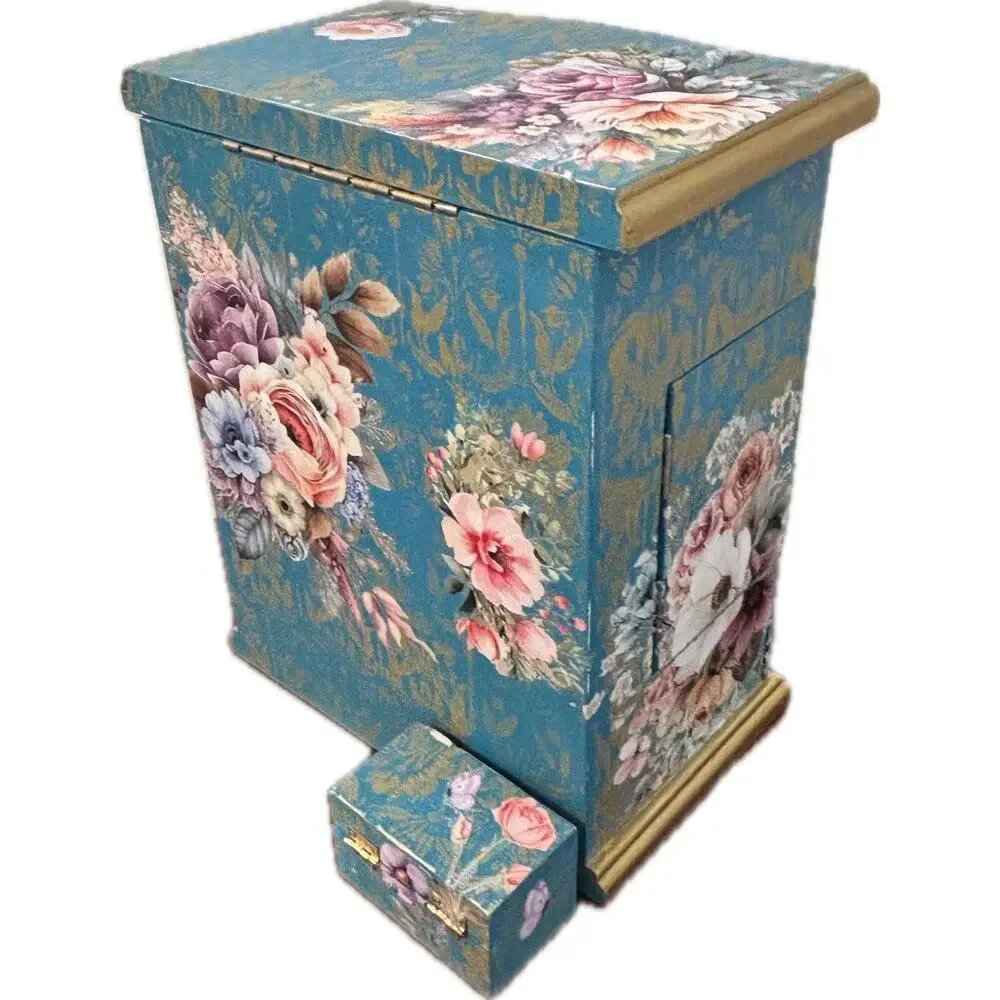 Upcycled Vintage Wooden Jewelry Box with Bonus Trinket Box